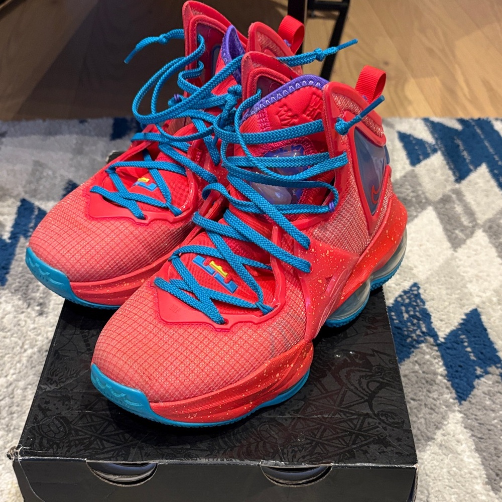 Lebron XIX Siren Red and Laser Blue Basketball Shoes